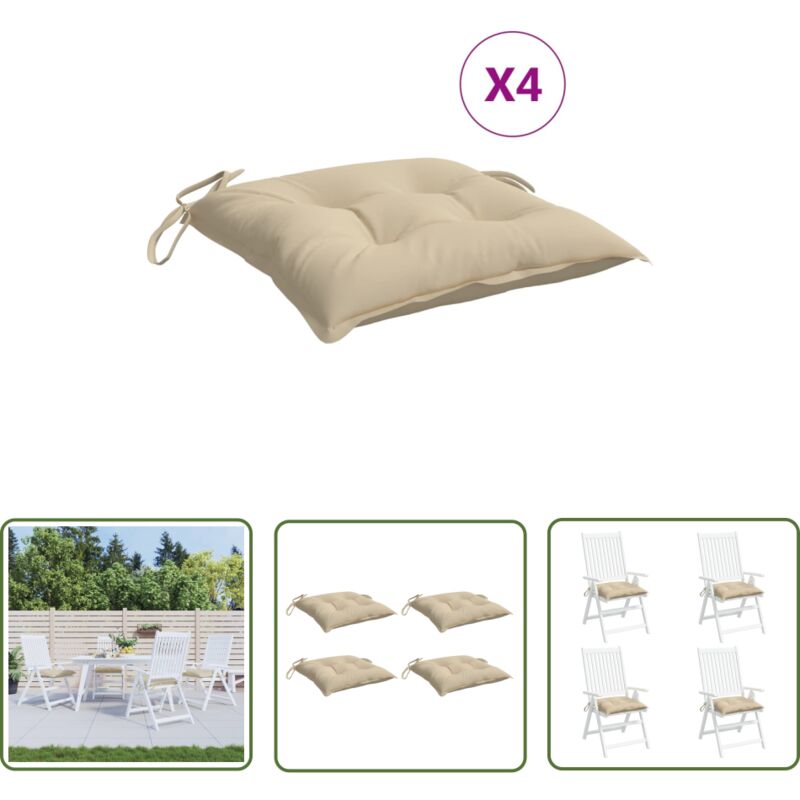 Coussins de palette lot de 4 beige 50x50x7 cm tissu oxford - Coussin De Chaise - Coussin D'extérieur - Coussin Décoratif - Coussin Patio - Coussin