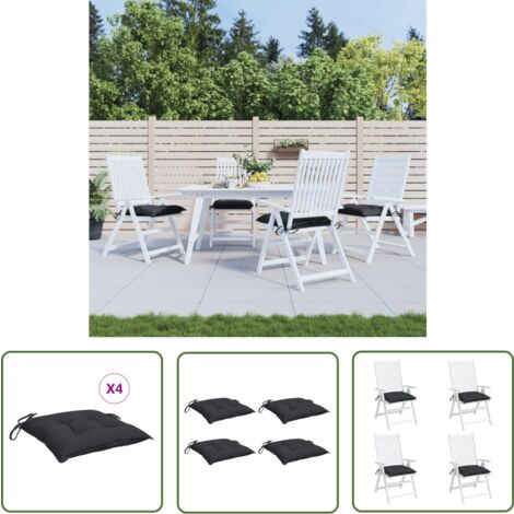 The Living Store Coussins de palette lot de 4 noir 50x50x7 cm tissu oxford - Coussin Exterieur - Coussin Patio - Coussin Jardin - Coussin Design - Coussin Confortable