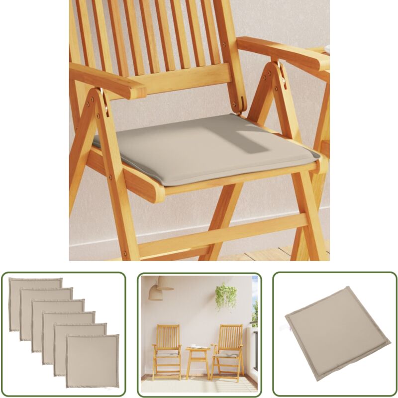 The Living Store - Coussins de siège de jardin lot de 6 taupe 45x45x2 cm carré - Coussin De Chaise - Coussin Jardin - Coussin Exterieur - Coussin