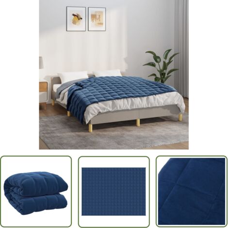 The Living Store Couverture lestée Bleu 152x203 cm 7 kg Tissu - Couverture Lestée - Couverture Poids - Sommeil Profond - Relaxation - Stress