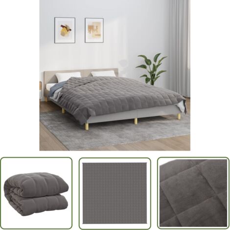 The Living Store Couverture lestée Gris 220x235 cm 15 kg Tissu - Couverture Lestée - Couverture Poids - Literie Relaxante - Sommeil Profond - Réduction Stress