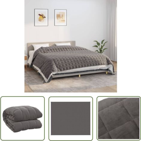 The Living Store Couverture lestée Gris 220x260 cm 11 kg Tissu - Couverture Lestée - Couverture Poids - Literie Relaxante - Sommeil Profond - Réduction Stress