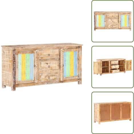 The Living Store Credenza 151x40x75 cm in Legno Grezzo di Acacia - Credenza in acacia grezza