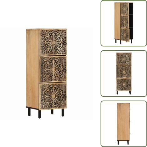 The Living Store Credenza 40x33x110 cm in Legno Massello di Mango - Credenza mango