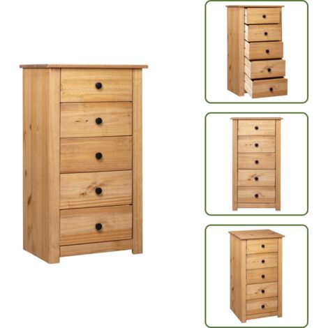 The Living Store Credenza 46x40x89 cm in Legno Massello di Pino Panama Range - Credenza in pino