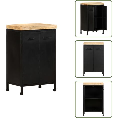 The Living Store Credenza 47x35x76 cm in Legno di Mango Grezzo - Stile industriale