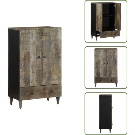 The Living Store Credenza 60x33x100 cm in Legno Massello di Mango - Credenza mango