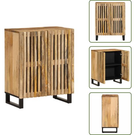 VidaXL Credenza Nera 80x33x75 cm Legno Mango Massiccio | Mobile Design