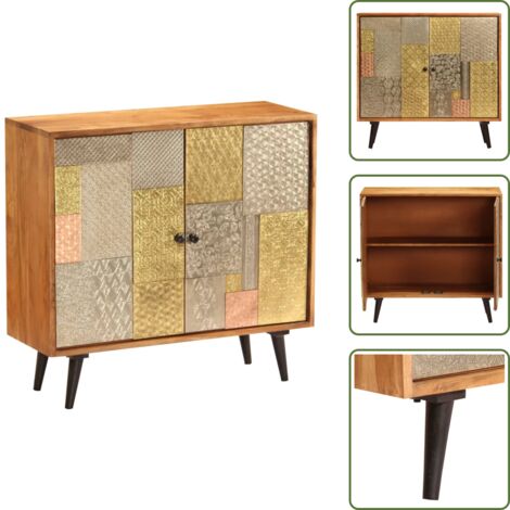 The Living Store Credenza 80x30x75 cm in Legno Massello di Acacia - Credenza vintage