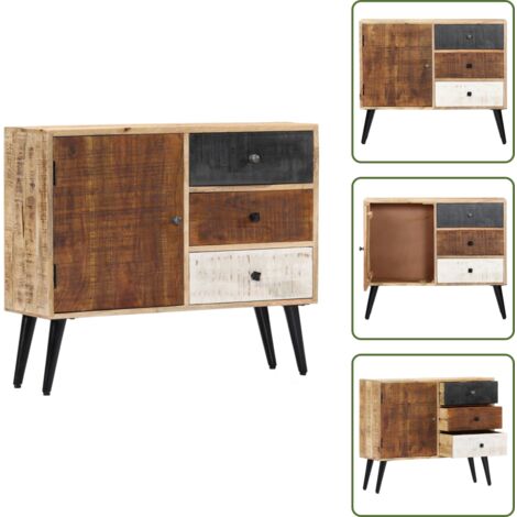The Living Store Credenza 88x30x73 cm in Legno Massello di Mango - Credenza anni 50
