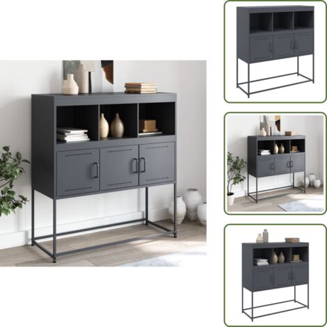 The Living Store Credenza Antracite 100,5x39x107 cm in Acciaio - Credenza antracite