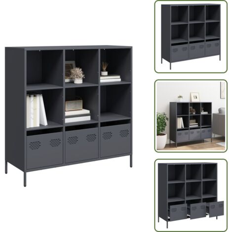 The Living Store Credenza Antracite 101,5x39x103,5 cm Acciaio - Credenza antracite