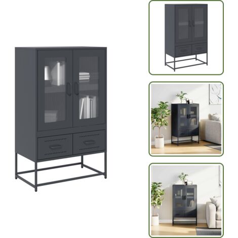 The Living Store Credenza Antracite 68x39x111,5 cm Acciaio - Credenza antracite