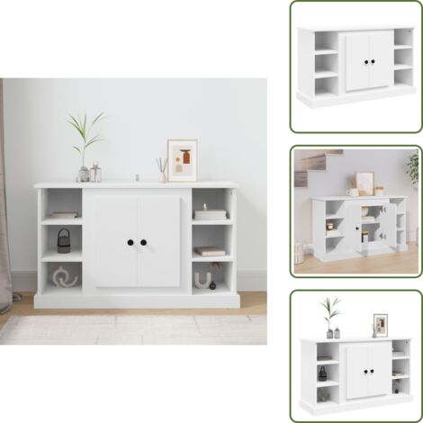The Living Store Credenza Bianca 100x35,5x60 cm in Legno Multistrato - Credenza moderna