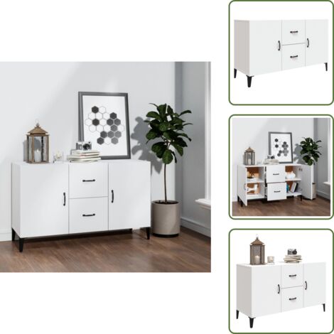The Living Store Credenza Bianca 100x36x60 cm in Legno Multistrato - Credenza bianca
