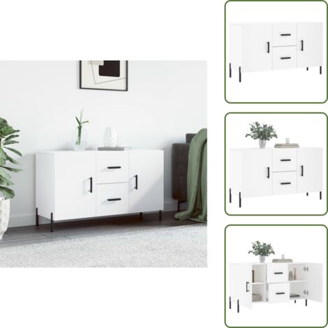 The Living Store Credenza Bianca 100x36x60 cm in Legno Multistrato - Credenza moderna