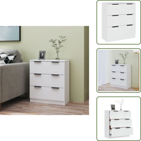 The Living Store Credenza Bianca 60x30x70 cm in Legno Multistrato - Credenza bianca