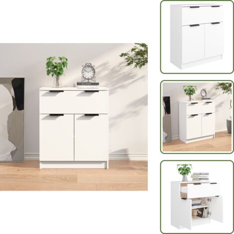The Living Store Credenza Bianca 60x30x70 cm in Legno Multistrato - Credenza moderna
