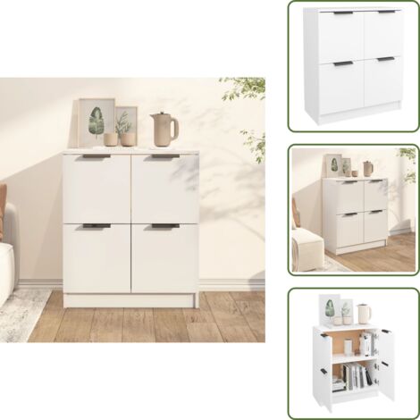 The Living Store Credenza Bianca 60x30x70 cm in Legno Multistrato - Credenza moderna