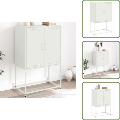 The Living Store Credenza Bianca 68,5x38,5x107 cm in Acciaio - Credenza industriale