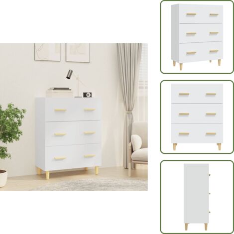 The Living Store Credenza Bianca 70x34x90 cm in Legno Multistrato - Credenza bianca
