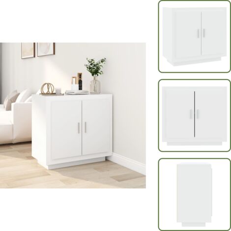 The Living Store Credenza Bianco 80x40x75 cm in Legno Compensato - Credenza decorativa