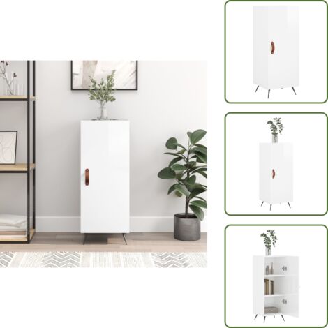 The Living Store Credenza Bianco Lucido 34,5x34x90 cm in Legno Multistrato - Credenza moderna