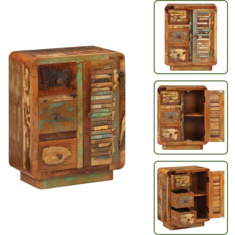The Living Store Credenza con 3 Cassetti 55x30x70 cm Legno Massello di Recupero - Credenza con cassetti