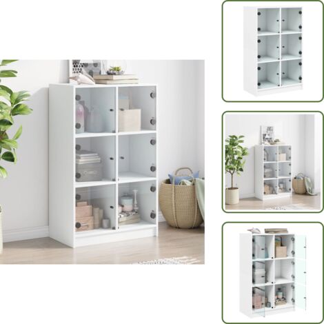 The Living Store Credenza con Ante Bianca 68x37x109 cm Legno Multistrato - Credenza con ante bianca