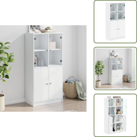 The Living Store Credenza con Ante Bianca 68x37x142 cm Legno Multistrato - Armadietto
