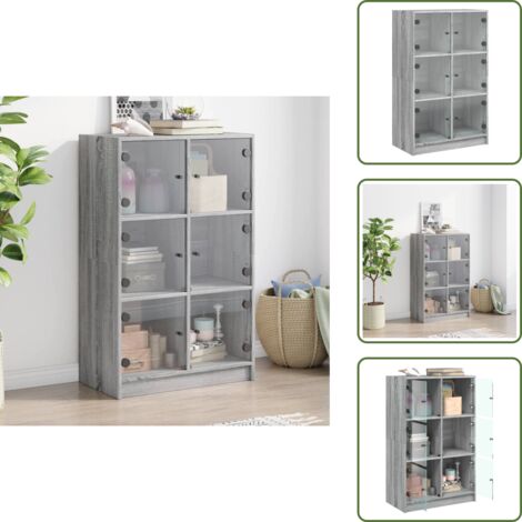 The Living Store Credenza con Ante Grigio Sonoma 68x37x109 cm Legno Multistrato - Credenza con ante