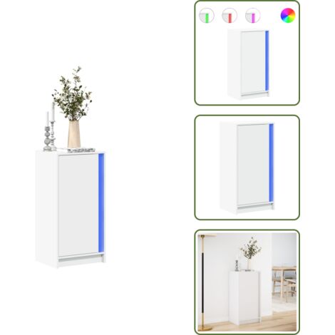 The Living Store Credenza con LED Bianca 42,5x34x85 cm in Legno Multistrato - Credenza moderna