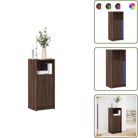 The Living Store Credenza con LED Rovere Marrone 42,5x34x100cm Legno Multistrato - Credenza moderna