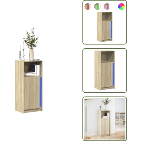The Living Store Credenza con LED Rovere Sonoma 42,5x34x100 cm Legno Multistrato - Credenza moderna