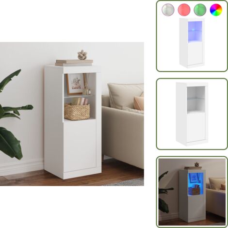 The Living Store Credenza con Luci LED Bianca 41x37x100 cm - Credenza moderna