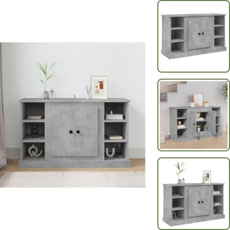 The Living Store Credenza Grigio Cemento 100x35,5x60 cm in Legno Multistrato - Credenza grigio cemento