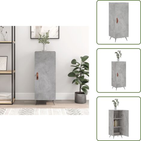 The Living Store Credenza Grigio Cemento 34,5x34x90 cm in Legno Multistrato - Credenza moderna