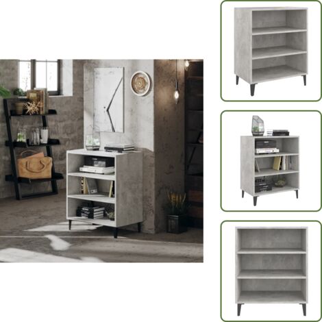 The Living Store Credenza Grigio Cemento 57x35x70 cm in Legno Multistrato - Credenza grigia
