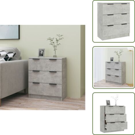 The Living Store Credenza Grigio Cemento 60x30x70 cm in Legno Multistrato - Credenza grigio cemento