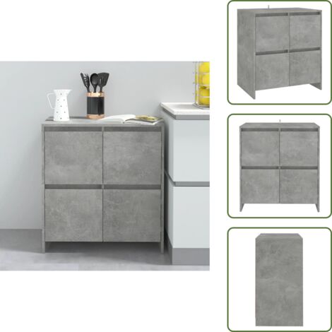 The Living Store Credenza Grigio Cemento 70x41x75 cm in Truciolato - Credenza in truciolato