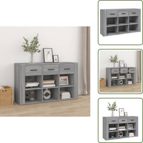 The Living Store Credenza Grigio Sonoma 100x30x59,5 cm in Legno Multistrato - Credenza grigia