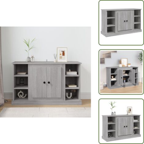 The Living Store Credenza Grigio Sonoma 100x35,5x60 cm in Legno Multistrato - Credenza grigio sonoma