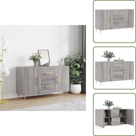 The Living Store Credenza Grigio Sonoma 100x36x60 cm in Legno Multistrato - Credenza moderna