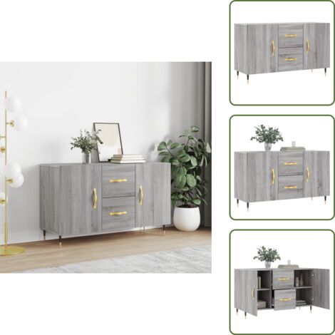 The Living Store Credenza Grigio Sonoma 100x36x60 cm in Legno Multistrato - Credenza moderna