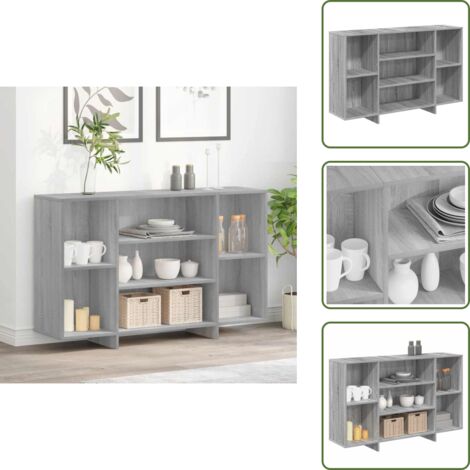 The Living Store Credenza Grigio Sonoma 120x30x75 cm in Truciolato - Armadio