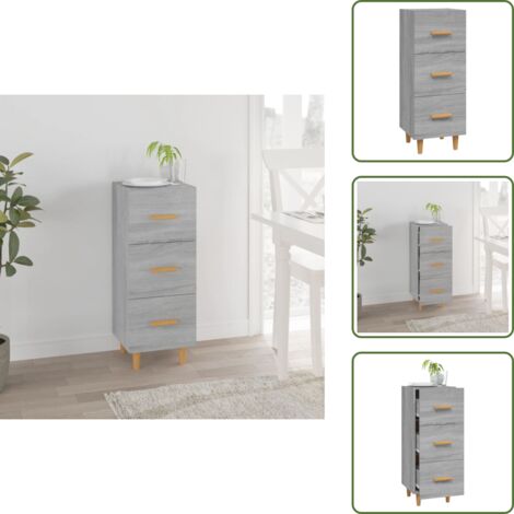 The Living Store Credenza Grigio Sonoma 34,5x34x90 cm in Legno Multistrato - Credenza grigio sonoma