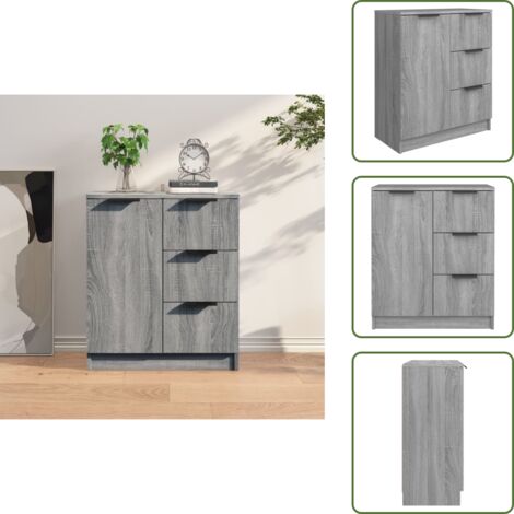 The Living Store Credenza Grigio Sonoma 60x30x70 cm in Legno tecnico - Credenza grigio