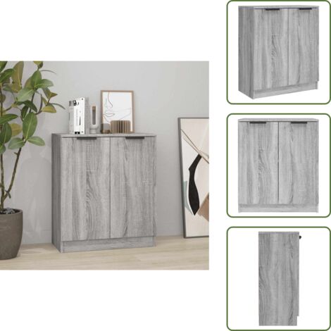 The Living Store Credenza Grigio Sonoma 60x30x70 cm in Legno tecnico - Credenza grigio sonoma