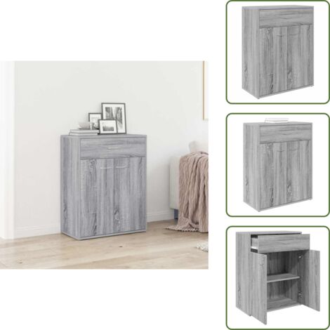 The Living Store Credenza Grigio Sonoma 60x30x75 cm in Legno Multistrato - Credenza grigio sonoma
