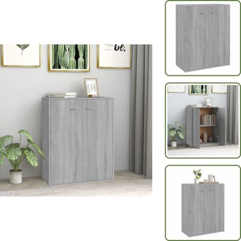 The Living Store Credenza Grigio Sonoma 60x30x75 cm in Legno Multistrato - Credenza grigio sonoma